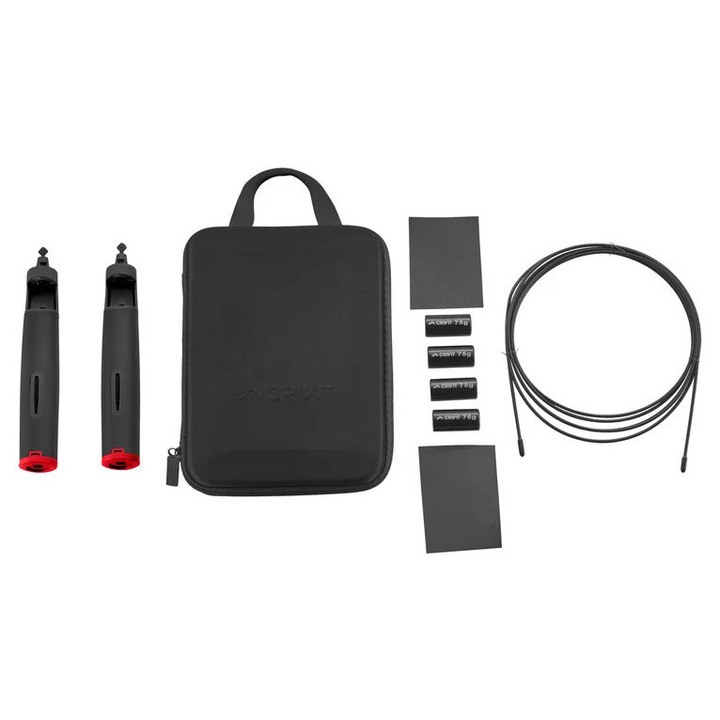 Coarda de Sarit cu 4 Greutati pentru Manere – Crivit, Cablu din Otel, cu Rulmenti cu Bile pentru o Rotatie Rapida, Manere Confortabile, Reglabila, 280 cm – Negru cu Rosu