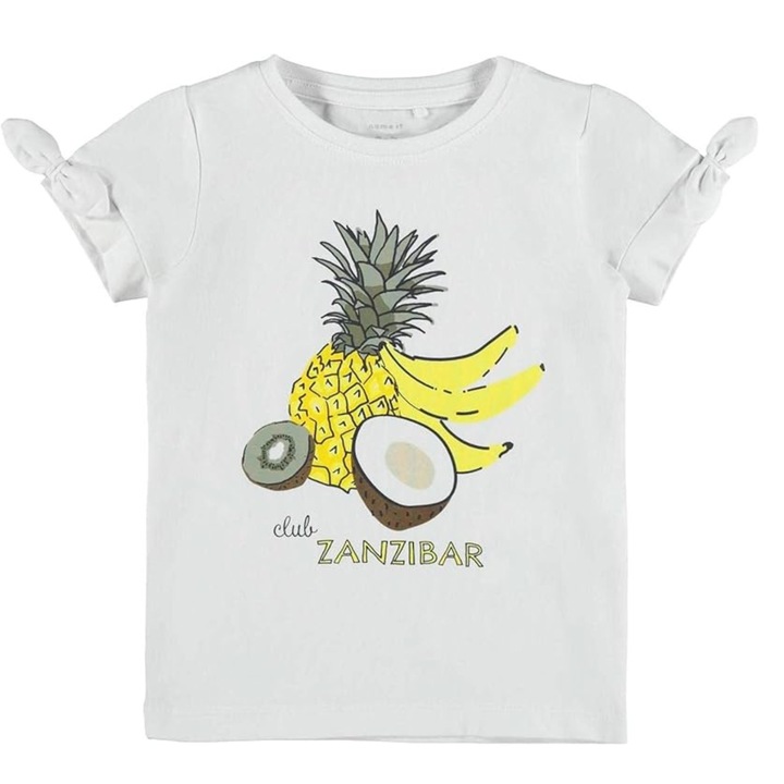 Lányos póló, NAME IT, pamut/elasztán, fehér