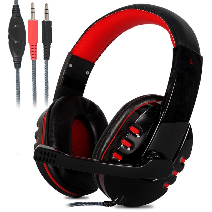 Casti Audio, Microfon, Gaming, Spuma, Anti Noise, Negru, 18 x 17, Dalimag