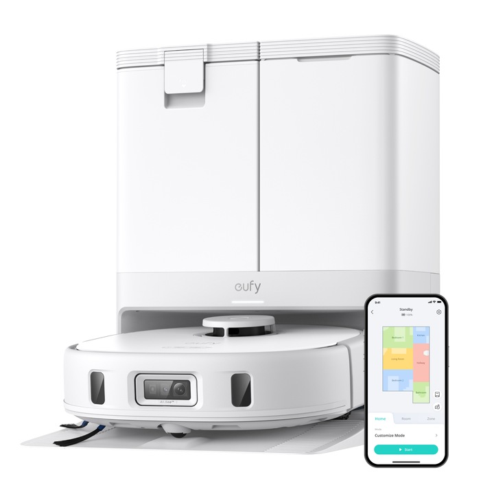 Прахосмукачка-робот eufy X10 Pro Omni, 8000 Pa, Dual Mop, AI, Бяло