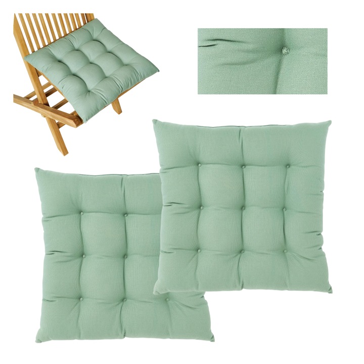 Комплект от 2 декоративни възглавници Westwing, зелени, 100% памук, за градински столове