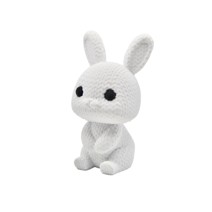 Decoratiune iepure de paste tip brodaj, alb, PLA