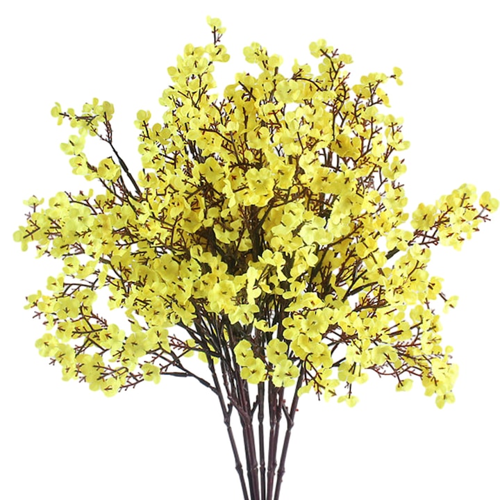 Flori artificiale HERUSI galben ramura 45x10cm decor interior masa