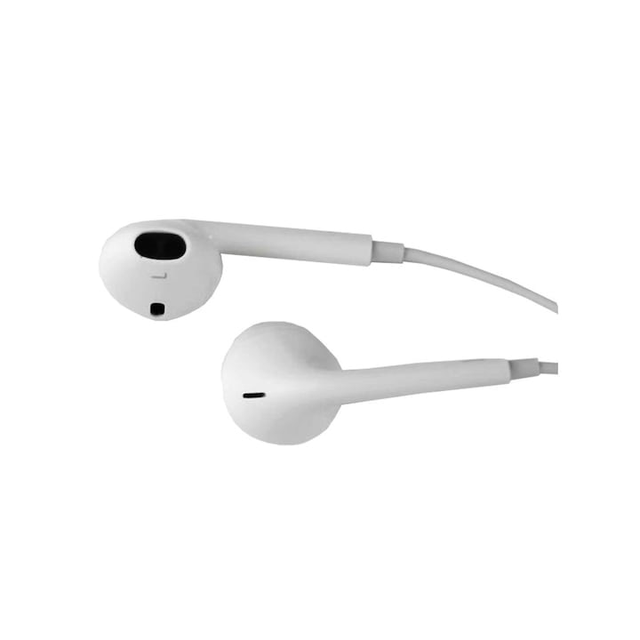 Casti In ear cu microfon, conexiune Jack 3.5 mm, sunet clar si baza puternica, design ergonomic si confortabil, control integrat pentru apeluri si muzica, alb