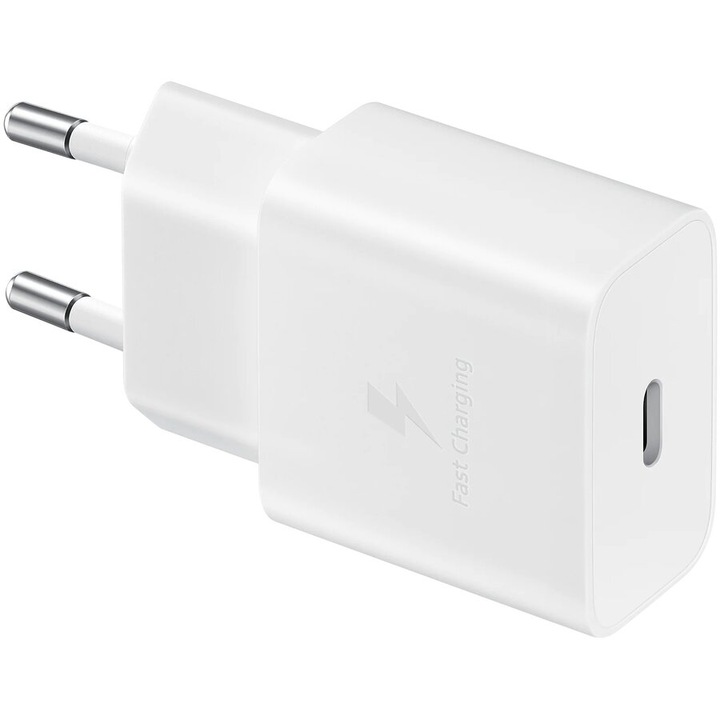 Incarcator retea Super Fast Charging compatibil cu Samsung A20E/A40/A41/A12/A13/A14/A04S, 15W, USB C, Alb