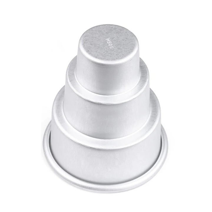 Forma prajituri mini cu 3 etaje, argintie, dimensiuni 3-6cm, in set