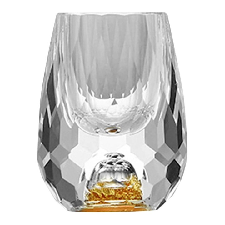Talpas nélküli borospohár, gyémánt design, 24K arany fólia, 250ml, átlátszó