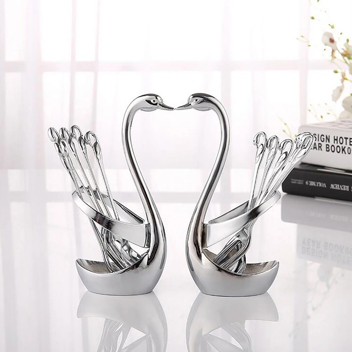 Set tacamuri cu suport lebada, otel inoxidabil, 7x15cm