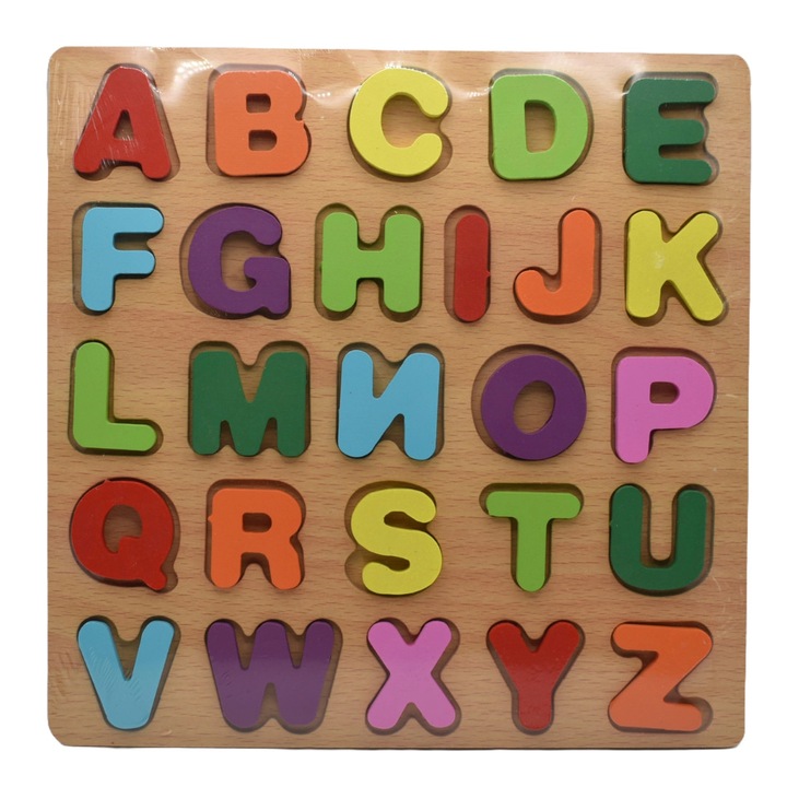 Дървен пъзел с азбука за деца