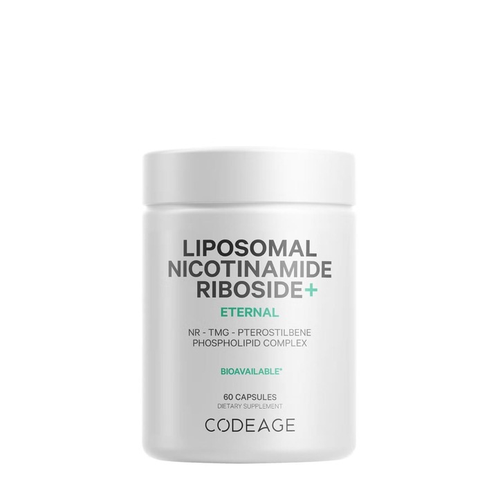 CodeAge Liposomal Nicotinamide Riboside+, NR+ Nicotinamida Lipozomala Ribozida + TMG si Pterostilben, 60 cps