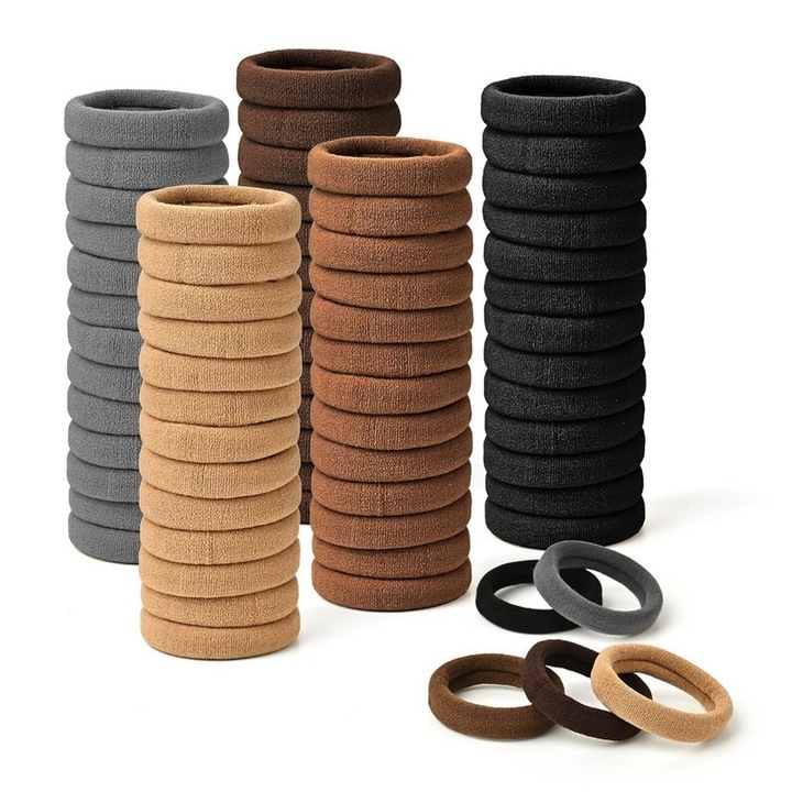 Set de 50 elastice de par, Ronyes, multicolor, elasticitate de lunga durata, material durabil