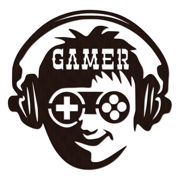 Decoratiune Perete Lemn, Gamer, 65 x 64 cm, Wenge