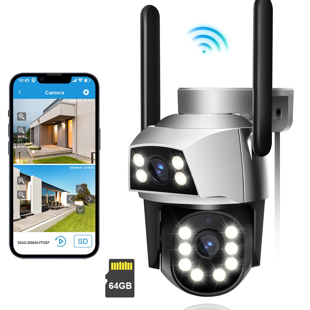 Camera Dubla Camera De Supraveghere Video CCTV Dubla WIFI, 4MP Full HD, exterior ...