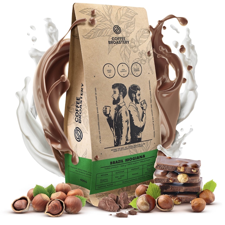 Кафе на зърна, Coffee Broastery Brazil Mogiana Premium, Прясно изпечено, Арабика, нежно, 400 г