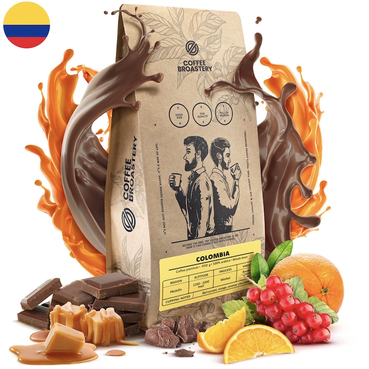 Кафе на зърна, Coffee Broastery Colombia Medellin Premium, Прясно изпечено, Арабика, 400 г