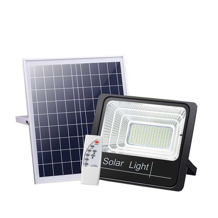 Proiector Solar 200W 5M Cablu 571 Led JIJU® Lampa Incarcare Solara si Panou Solar