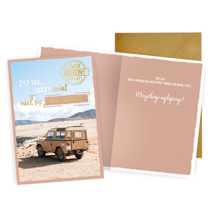 Felicitare de aniversare, PASSION CARS KUKARTKA, B6, 16.6x11.7cm, cu decoratiuni metalice si perlate, interior colorat, cu plic inclus