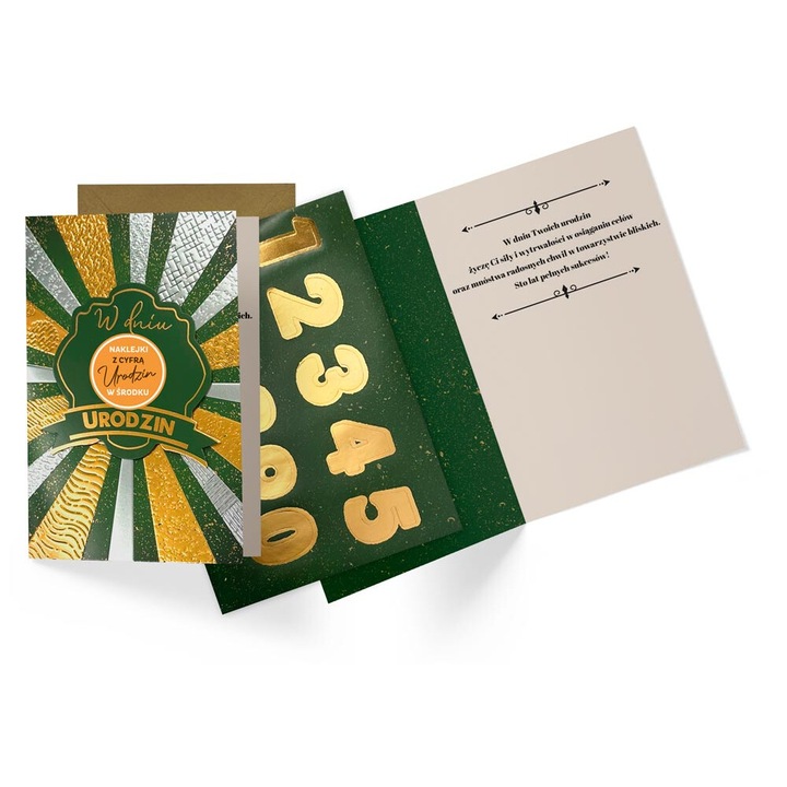 Kartka B6 Urodziny meskie cu cifre interschimbabile, 16.6x11.7cm, colorat, set cu plic