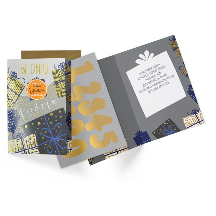 Felicitare Urodziny meskie, PASSION CARS KUKARTKA, B6, 16.6x11.7cm, cu cifre interschimbabile, cu plic