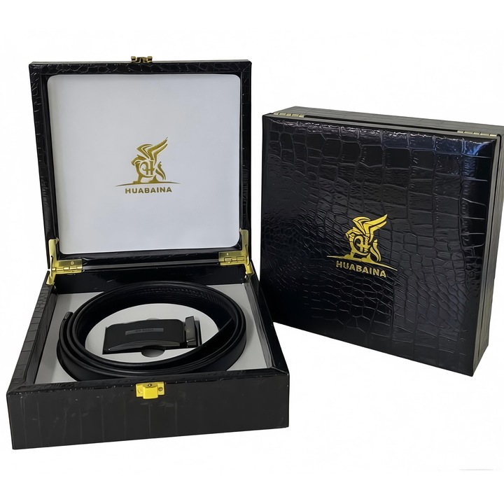 Curea pentru barbati, HUA BAI NA®,piele naturala,textura croco,automata, ajustabila