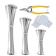 Set 150 buc coliere soricei inox, Cu foarfece de taiat metal, 3 dimensiuni "6", 8", 12", poate fi imbina/deblocat/refolosit, BEEVME®, protectie UV, pentru gestionarea cablurilor, tevi, acoperisuri, subsoluri, kituri de gard electric, Argintiu