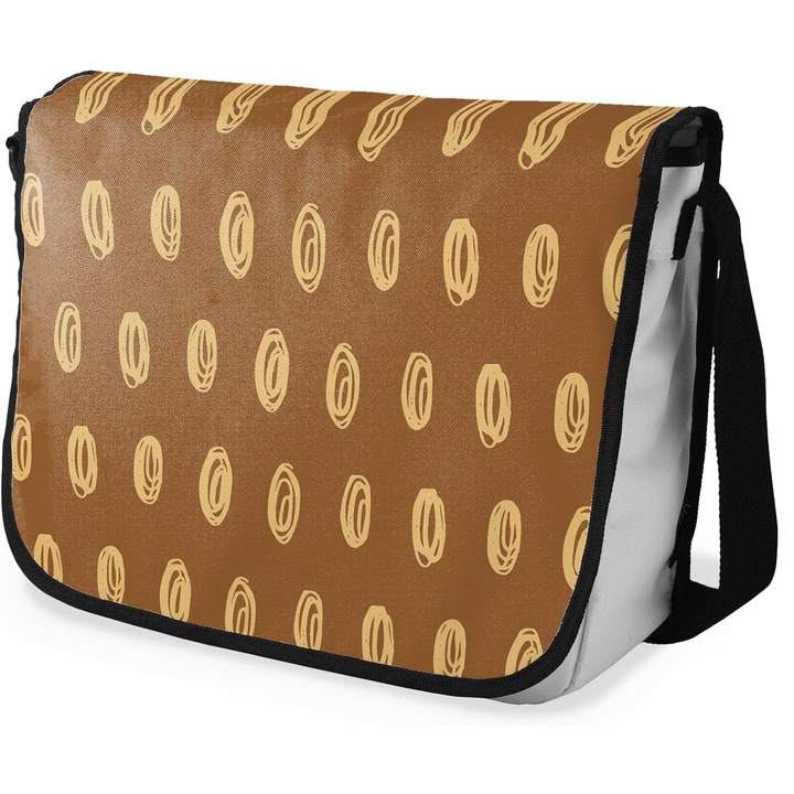 Le Jardin női táska, barna, 29x36cm, geometrikus dizájn, pamut