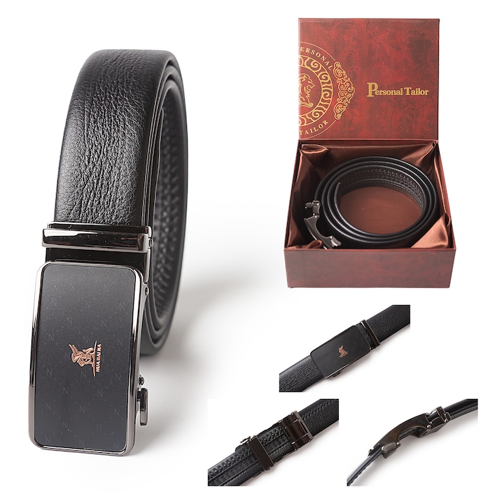 Мъжки колан, HUA BAI NA®, изработен от естествена кожа, с автоматична катарама от алуминиева сплав