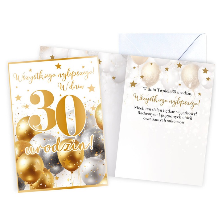 Felicitare Urodziny 30, Passion Premium, 16.6x11.7cm, cu coperta asortata, decorata cu folie metalizata si embosare