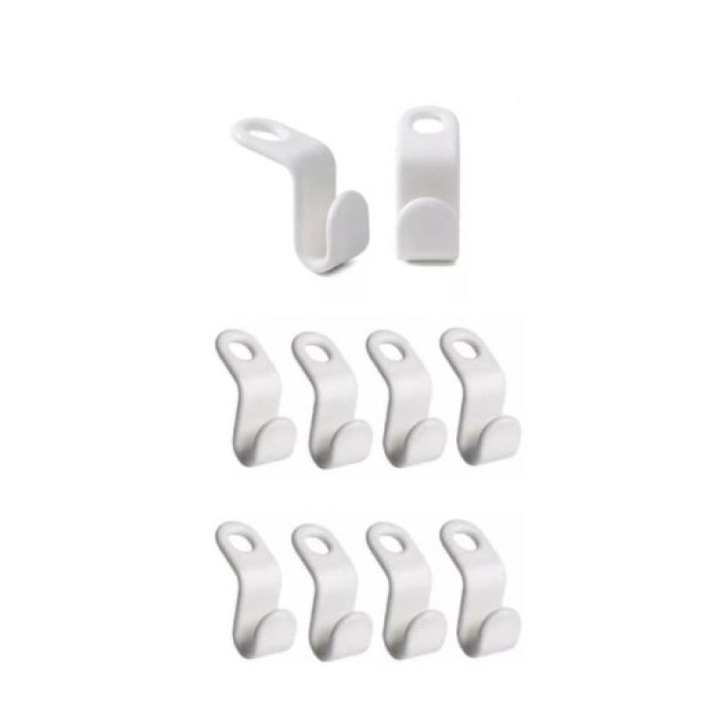 Set de 10 conectori pentru umerase, AMRINUGL, alb, organizator de dulap, economisire spatiu