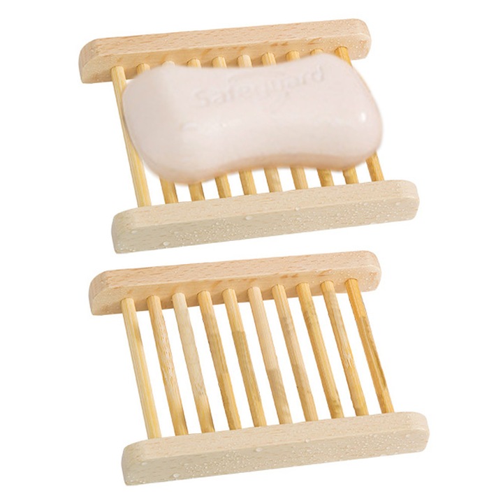 Rafturi din bambus, AMRINUGL, design creativ in forma de scara, auto-draining, set de 2 bucati