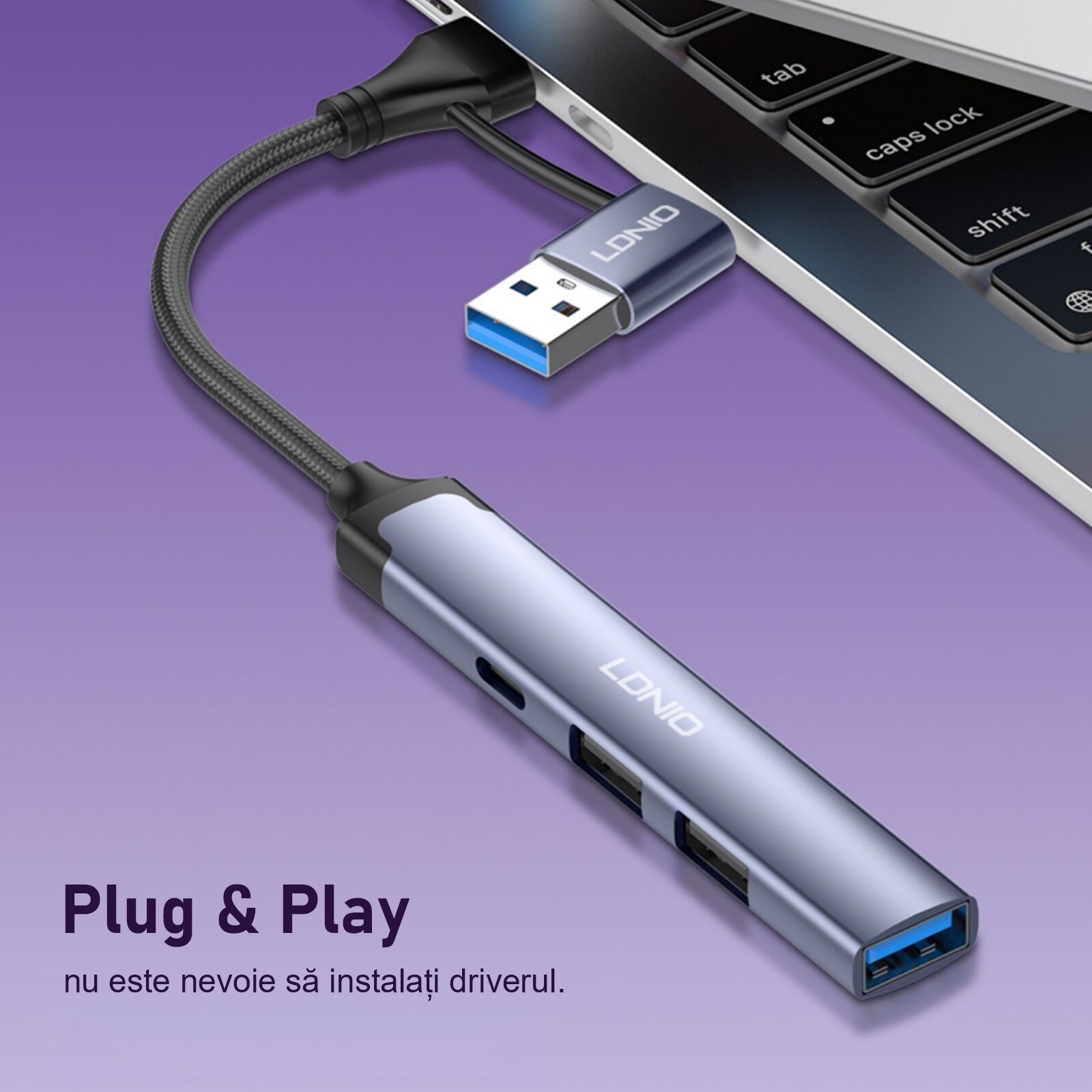 Docking Station, LDNIO, USB-A+Type-C To USB3.0*1+Type-C2.0*1+USB2.0*3 ...