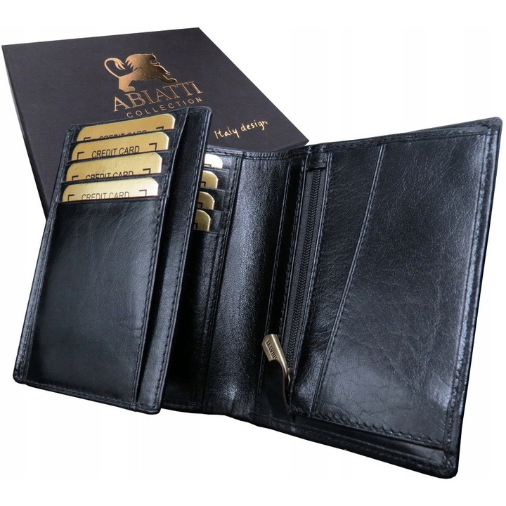 Portofel barbati piele naturala, ABIATTI, negru, protectie RFID