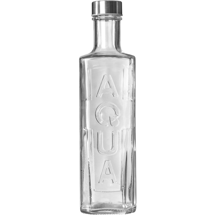 Стъклена бутилка Uniglass Aqua, с метална капачка, 1л