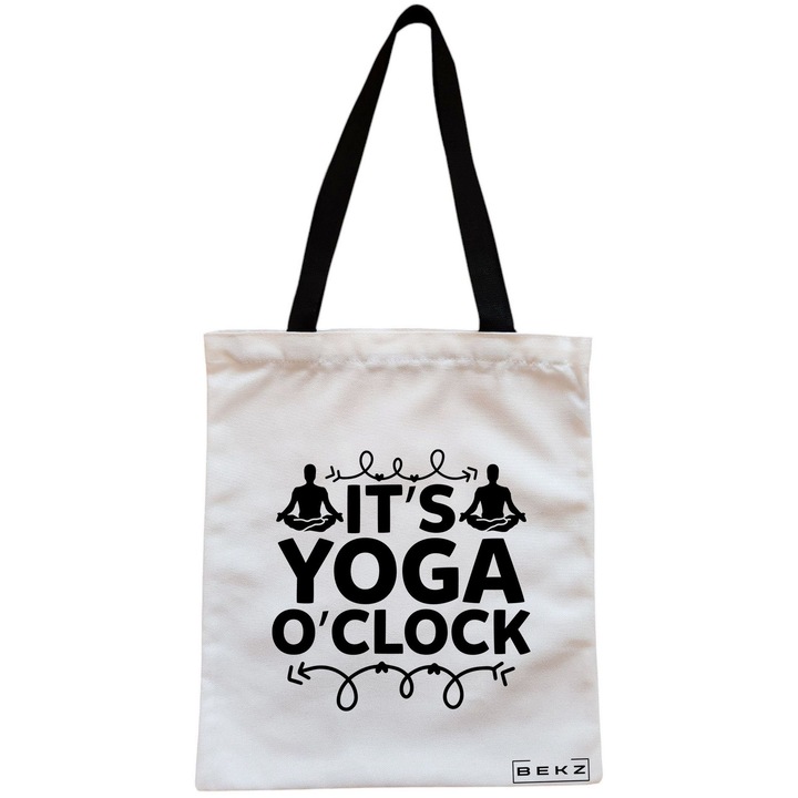 Vászon táska, női, It's yoga o'clock modell, 38x34,5 cm, fehér, BEKZ