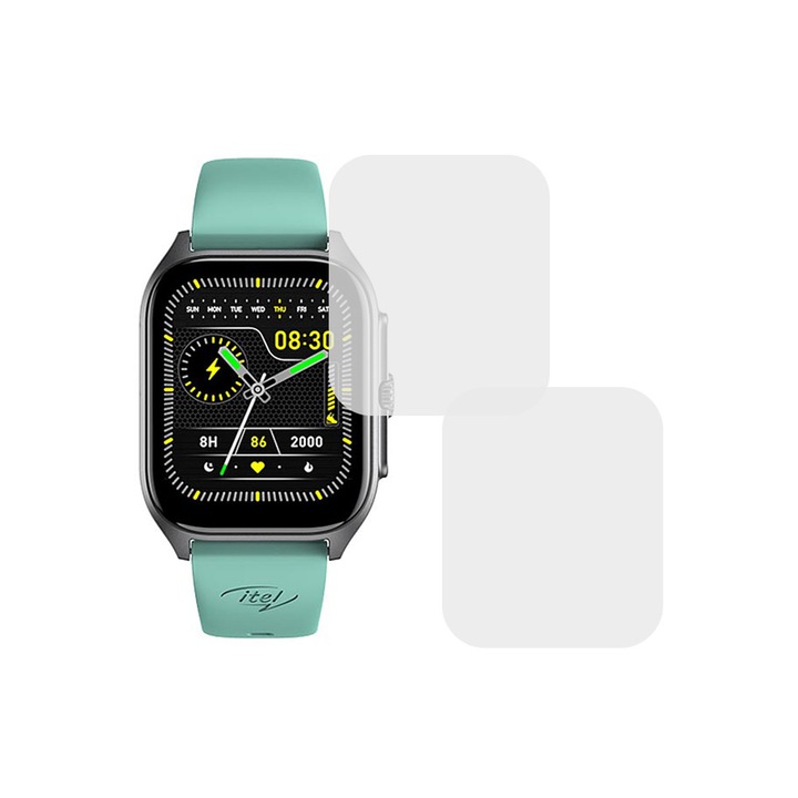 Комплект от 2 фолиа, съвместими с itel Smartwatch 2ES, Commando Shield Full Glue, Възобновяем хидрогел силикон, Anti-shock и против счупване, SlimLine NanoShield, Transparent