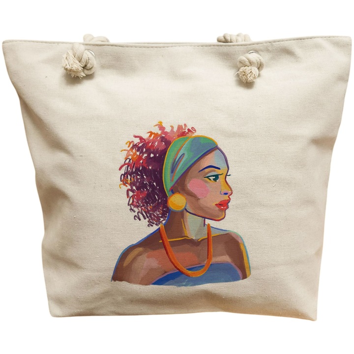 Vászon női hordtáska, Vibrant Portrait 4 modell, 40x51 cm, fehér, BEKZ