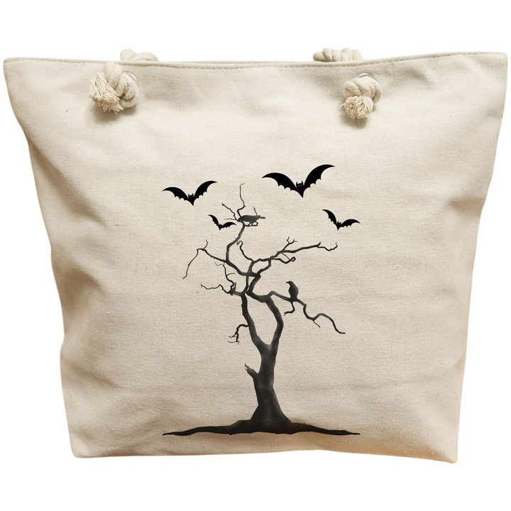 Vászon hordtáska nőknek, The Haunted Tree Model, 40x51 cm, fehér, BEKZ