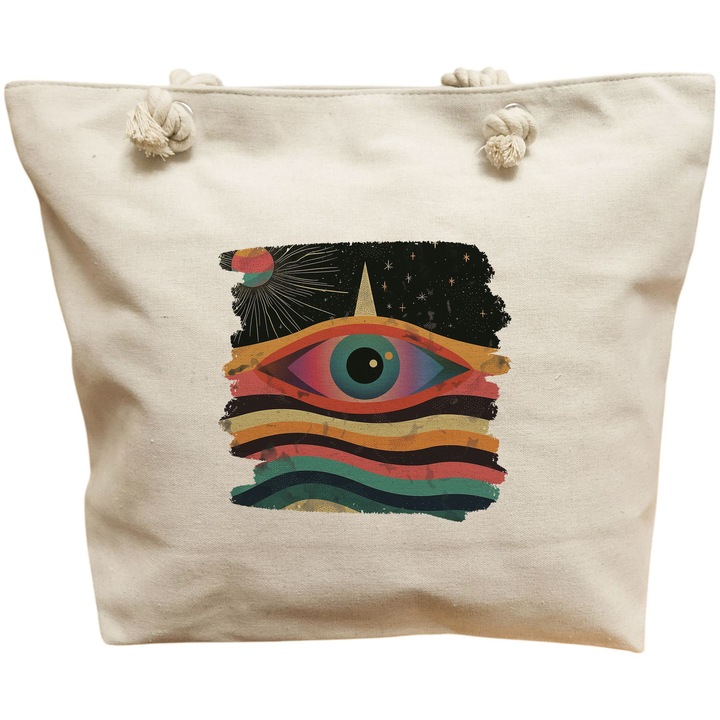 Vászon női hordtáska, Celestial Eye 16 modell, 40x51 cm, fehér, BEKZ