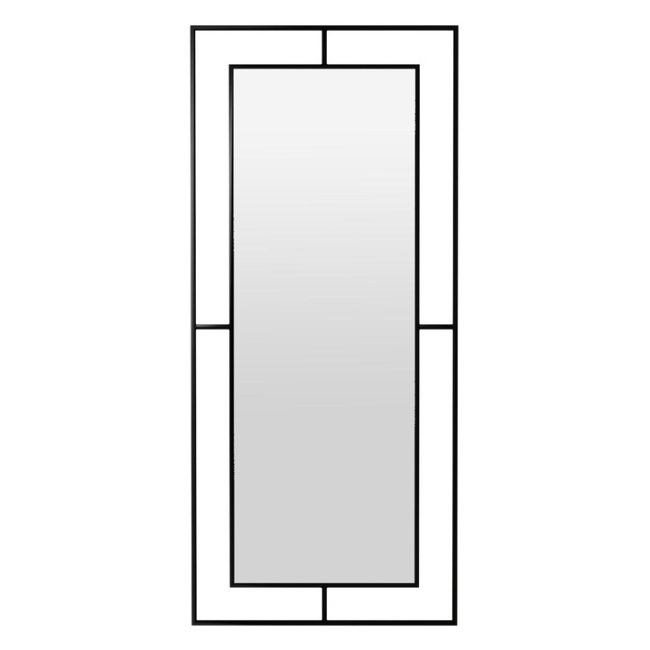 Ophelia téglalap alakú fali tükör, Marsah Home, 180x80 cm, matt fekete fém keret