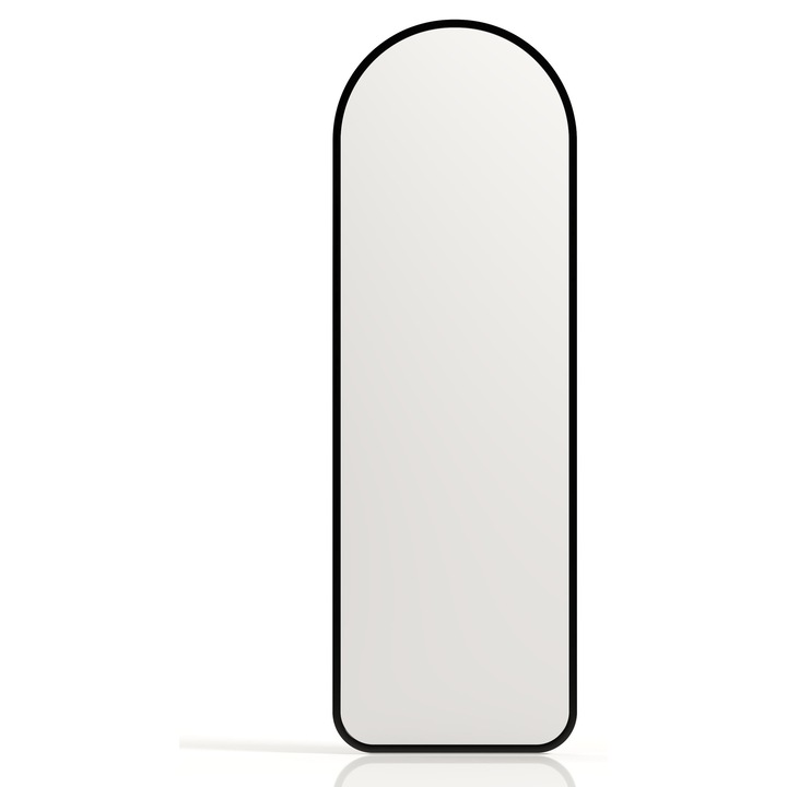 Luna félig ovális fali tükör, Marsah Home, 180x70 cm, matt fekete fém keret