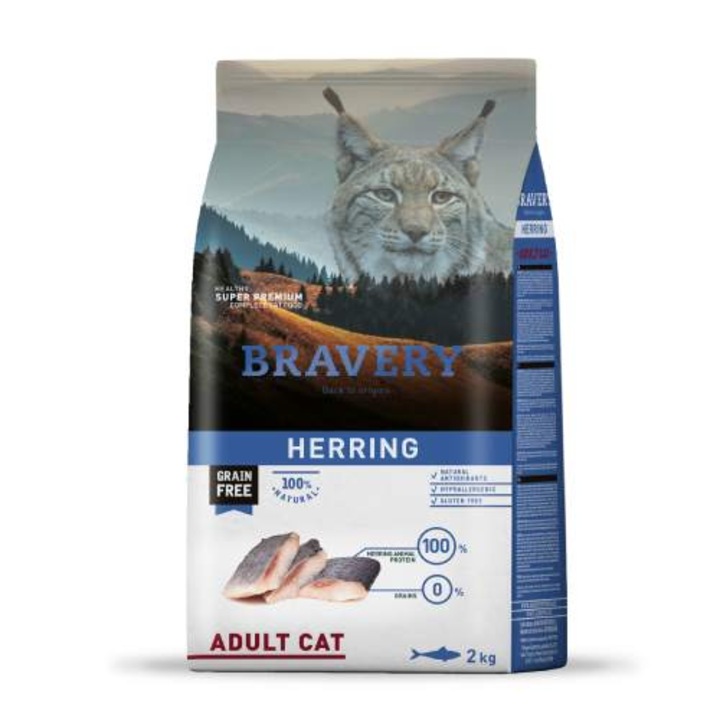 Суха храна за котки Bravery, Херинга, 2 кг