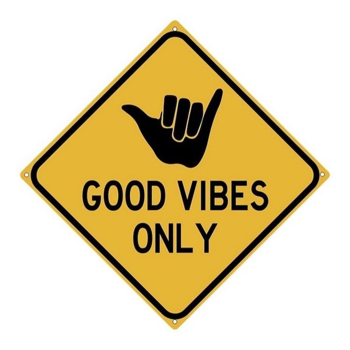 Постер за дъска Good Vibes, Жълт, Шейн, Размер 20x20 см