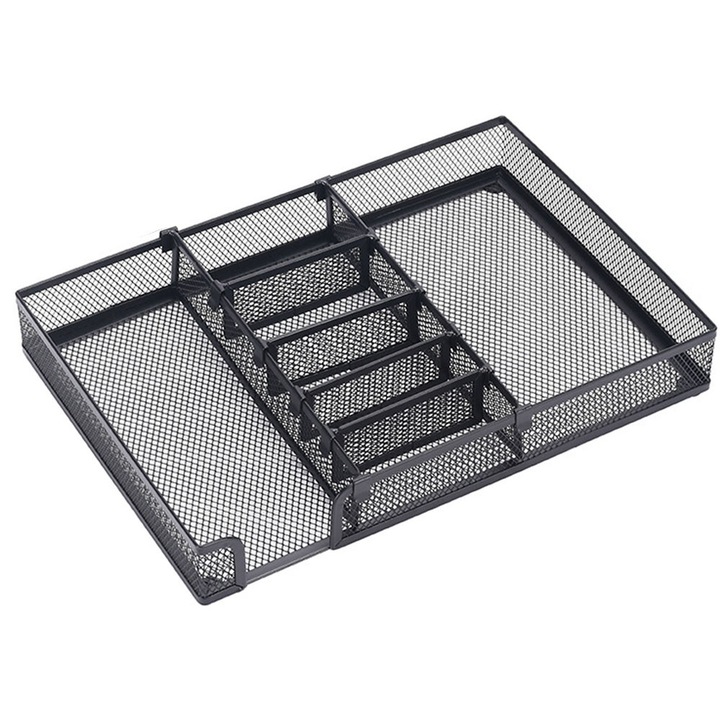 Organizator de birou multifunctional, despartitor bine organizat si detasabil pentru preferintele personale, negru, 32X22X4,5cm