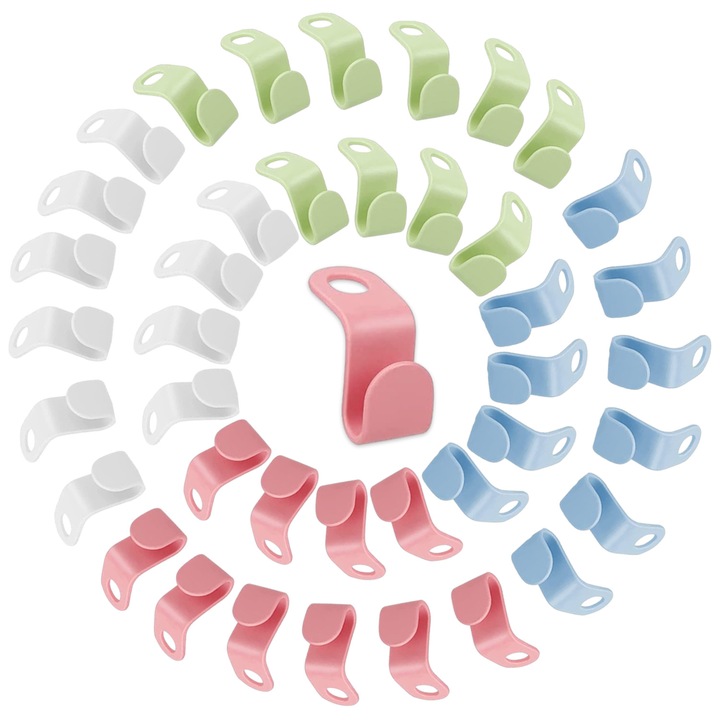 Set cu carlige din plastic ABS, AMRINUGL, design economisitor de spatiu, rezistent, pentru haine grele