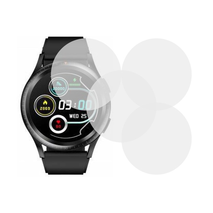 Комплект от 4 x фолио, съвместимо с itel Smartwatch 1GS, Comando Shield Full Glue, възобновяем хидрогел силикон, Anti-shock и против счупване, SlimLine NanoShield, Transparent