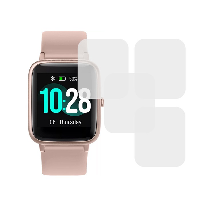 Комплект от 4 x фолио, съвместимо с Cubot Smart Watch, Comando Shield Full Glue, възобновяем хидрогел силикон, Anti-shock и против счупване, SlimLine NanoShield, Transparent