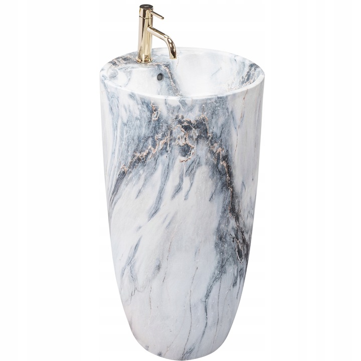 Lavoar de sine statator, Rea, Anya, Monolitica freestanding, Granit mat, Ceramica, Rotunda, Inaltime 840 mm, Diametru 450 mm, Cu preaplin, Multicolor