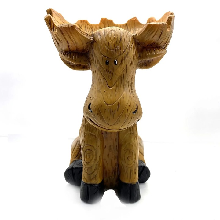 Decoratiune gradina YANYXR, statuie elan cu fantana pentru pasari, rasina, 60x30x30cm