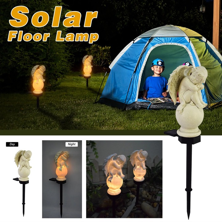 Lampa solara de gradina YANYXR inger rasina alba 30x15x15cm