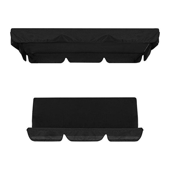 Set husa pentru balansoar, negru, 142x107x18cm si 150x51x10cm